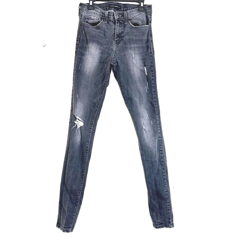 Flying Monkey Men Skinny Jeans Size 26 Wash Black Denim Distressed Stretch Jeans